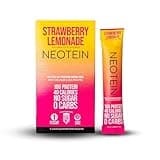 NEOTEIN: Electrolyte Powder Packets with 10g Protein & Collagen - Hydration Packets - Zero Sugar, NO Fillers, NO Carbs | Strawberry Lemonade | 40 Calories | Keto & Paleo | Pack of 15