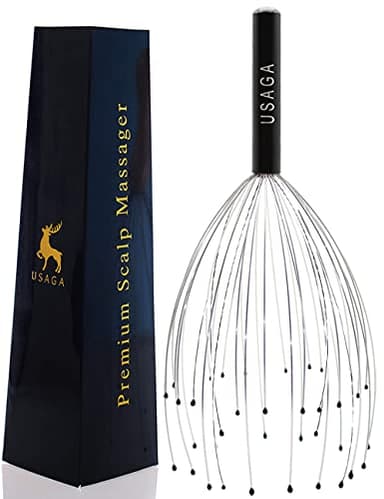 USAGA 36 Fingers Head Massager Scalp Massager Head Scratcher, Stocking Stuffers Gift for Scalp Body Relaxing (Black)