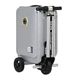 Lantsun Smart Riding Suitcase Luggage Carry-On Scooter Portable Manned Rideable Suitcase Adults USB Charging Ports with TSA Lock For Travel (Silver)