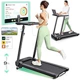 UREVO Walking Pad Treadmill with Adjustable Desk, Foldable Treadmill with Incline, Folding Treadmill Desk, Smart Walking Pad with Handle Bar, UREVO SmartCoach App, Remote Control, 265 Lbs Capacity