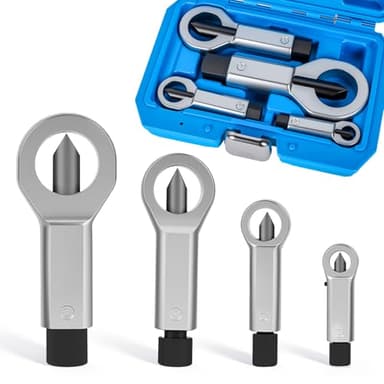 Metal Nut Splitter Tool 4PCS, 9mm - 27mm Nut Breaker Tool Heavy Duty for Removing Broken, Damaged and Damaged Nuts