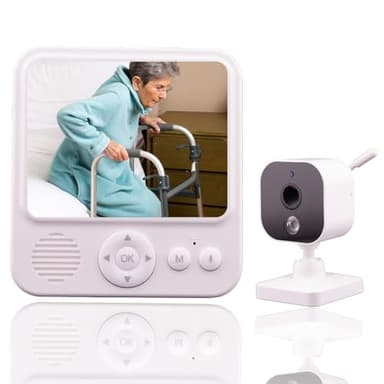 Smart Caregiver Video Monitor for Elderly Care and Caregivers, Portable, Rechargeable, Infrared Night Vision, Secure Connection, No WiFi