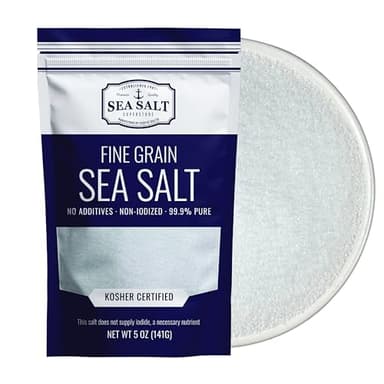 Fine Grain Sea Salt for Baking, Pure Non-Iodized Baja Table Salt Replacement, Mineral Rich for Cooking, 5 oz Bag