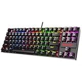 Redragon K552 Mechanical Gaming Keyboard 60% Compact 87 Key Kumara Wired Cherry MX Blue Switches Equivalent for Windows PC Gamers (RGB Backlit Black)