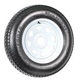 eCustomrim Trailer Tire On Rim ST205/75D15 F78-15 205/75-15 Load Range C 5 Lug Wheel White Spoke - 2 Year Warranty w/Free Roadside