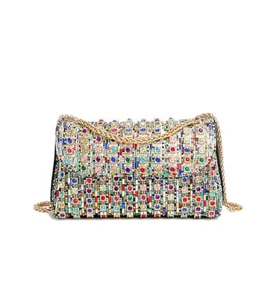 Sweetovo Rhinestones Clutch Purses for Women Chain Shoulder Bags Sparkly Evening Bags Handbags for Cocktail Prom Party Wedding(Multicolor)