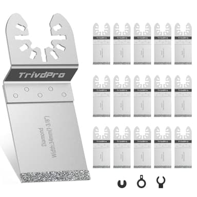 TrivdPro 15pcs Grout Remover Tool Carbide Oscillating Multi Tool Blades Diamond Grout Removal Blade Tools for Tile, Concrete, Masonry, Cleaning Mortar