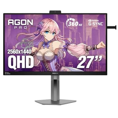 AOC Agon PRO AG276QSG2 27” Gaming Monitor, 2560x1440 QHD, 360Hz, 1ms, NVIDIA G-SYNC Pulsar, R5 HDR, IPS Panel, Ambient Adaptive Sensor, HDMI 2.1, DisplayPort, Built-in Speakers & Headphone Holder