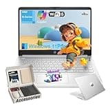 HP Student Business Laptop Computer - w/Microsoft Office Lifetime & External DVD Drive • 16GB RAM • 128GB UFS & 256GB Extend Micro SD • Intel 4-Core Processor • HD Display • Win11 Pro(Silver)