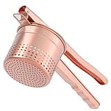GloTika Large 15oz Potato Ricer Masher, Heavy Duty Stainless Steel Potato Masher with Ergonomic Handle, Masher and Ricer Kitchen Tool for Mashed Potatoes, Noodle Maker, Rose Gold