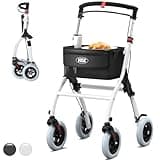 VOCIC Narrow Rollator Walkers for Small Spaces, Indoor Rollator Foldable and Lightweight, Stable Home Rollator with Quiet Anti-Slip Tires, Rollators for Seniors Foldable with Tray