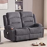 Weture Oversized Recliner Loveseat with Heat and Massage, Wall-Hugger Reclining Sofa with Cup Holders and USB Port, Big Large 2-Seater Double RV Recliner Loveseat for Living Room (Fabric, Grey)