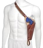 Brown Leather Shoulder Holster with Shell Loops fits Ruger GP100, Colt Python and Smith & Wesson Model 686 L Frame .38 Cal Revolvers