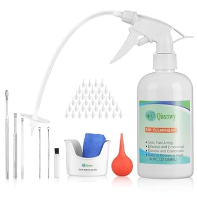 Ear Wax Removal Tool, Ear Cleaning Kits Safe Ear Irrigation Kit Ear Flush Kit for Adults Kid, Ear Wax Washer Device Easy to Operate, Includes Basin, Syringe, Curette Kit, Towel and 40 Disposable Tips