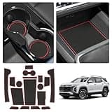 LUWU 2025 Equinox Center Console Liner Mat Fits 2025 Chevrolet Equinox Accessories 2025 Equinox Cup Holder Insert Mat Center Console Shifter Liner Trim Door Pocket Mat 17PCS, Red