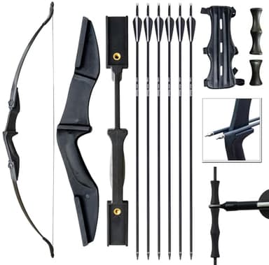 IS-TONGTU Archery Bow for Adult Beginner, Left and Right Handed Recurve Bow and Arrow 20LB 30LB 40LB Takedown Bow Set Easy to Assemble (Black, 30 LB)