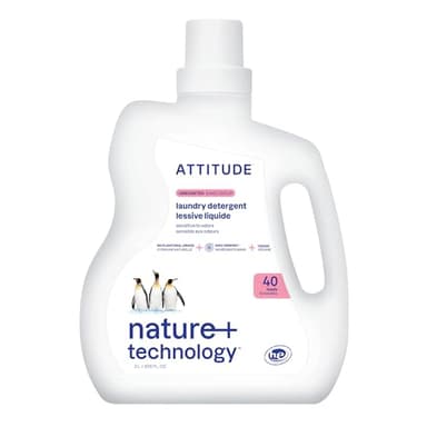 ATTITUDE Liquid Laundry Detergent, EWG Verified, HE Compatible, Plant-Based & Vegan, Natural Laundry Soap, Unscented, 40 Loads, 67.6 Fl Oz