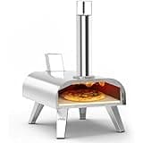 BIG HORN OUTDOORS Pizza Ovens Wood Pellet 12” Pizza Oven Cooking Pizza Maker Portable Stainless Steel Pizza Grill, Silver Portable Party use