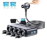 Cigarette Lighter Splitter Adapter 216W 4 Socket Heavy Duty Truck Car USB Chager Multi Port with PD30W/QC3.0 Charge USB C 12V/24V Independent Switches & Dust Cover & Waterproof for All Car Devices