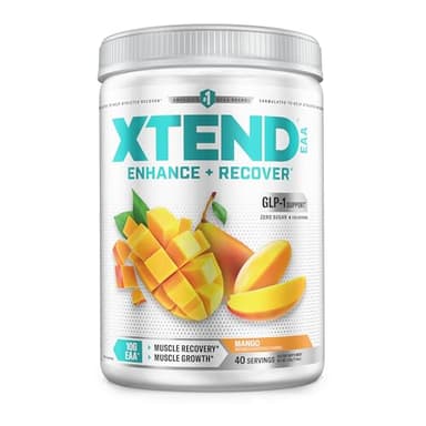 Xtend Scivation EAA + BCAA Powder | Muscle Recovery & Lean Muscle Growth | 9 Essential Amino Acids for Intra Workout or Post Workout Recovery | 10g EAAs Per 2 Servings | Mango 40 Servings