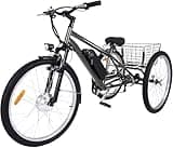 24" Electric Tricycle for Adults, 3 Wheel Electric Bicycle with 350W Motor, 36V 10Ah Removable Battery, 7-Speed Gear System, Large Rear Basket, Stable Comfortable E-Trike for Seniors Commuting