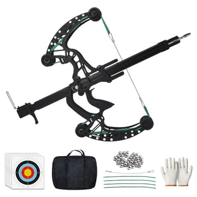 Runzkzy Ball Bearing Bow, Compound Bow Set That Shoots Steel Balls, Right Handed Hunting Bows for Adults, Composite Pulley Bow with Continuous Shooting (Package A)