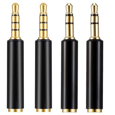JIEYAO 4 Pack 3.5mm TRS to TRRS Adapter, Male to Female Microphone Audio Converter TRRS to TRS Adapter Microphone Audio Adapters for Cameras Recorders Audio Interfaces with TRS/TRRS Jack