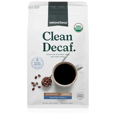Natural Force - Organic Clean Decaf Coffee, Mold & Mycotoxin Free, Lab Tested for Toxins & Purity, Low Acidity, Incredible Taste & Aroma, Ground Swiss Water Decaf Medium Roast, 10 oz