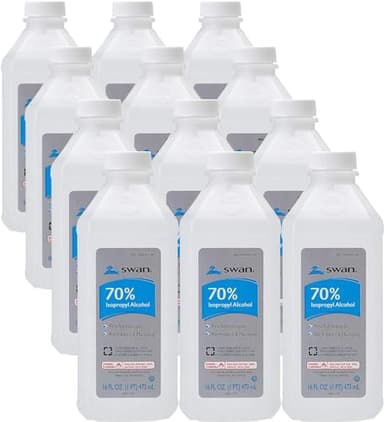 Swan 70% Isopropyl Rubbing Alcohol, 16 Oz. Bottle, Box of 12