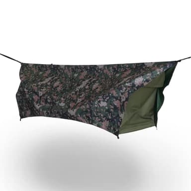 Haven Safari Lay-Flat Hammock Tent (Canopy Camo) – Heavy-Duty Canvas Hammock Tent for Camping & Overlanding – Includes Thick Insulated Pad, Rainfly & Net (350 lb Capacity)