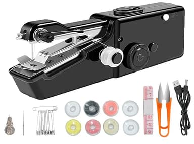 Handheld Sewing Machine Electric Sewing Mini Portable Sewing Machine Suitable for Beginners Sewing Clothes Family Travel DIY (Black)