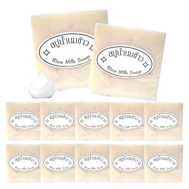 LJYBoBin 12PCS Vegan Rice Soap for Body & Face,Gentle Long-lasting Moisturizing Rice Milk Soap for All Skin Type,Deep Cleaning Rice Handmade Soap Bar for Men & Women