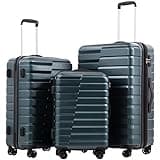 COOLIFE Expandable Suitcase PC ABS TSA Luggage 3 Piece Set Lock Spinner Carry on (Teal blue)