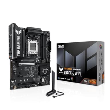 ASUS TUF GAMING B650E-E WIFI AMD AM5 B650 ATX motherboard, 8+2+1 80A DrMOS stage, DDR5, PCIe 5.0 Ready, 3x M.2, Wi-Fi 6E, 2.5 Gb LAN, DisplayPort, HDMI™, USB 20Gbps Type-C®, BIOS FlashBack™, Aura Sync