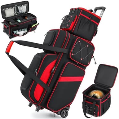FFOGH 4 Ball Bowling Bag with Wheels, 3 Ball Roller with Add-on Single Tote