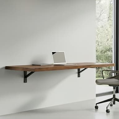 Houseables Wall Mounted Desk, Murphy Desk, Wall Mounted Folding Table, Laundry Folding Table, Fold Down Work Bench, Foldable Mount Station, Floating Bar, Hanging, Dining, Kitchen, Clothes, 48x16 Brown