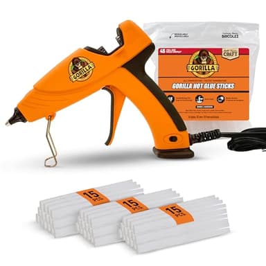 Gorilla Hot Glue Gun Kit (Pack of 1 Full Size Hot Glue Gun and 45 Sticks) - Dual Temp, Precision Nozzle, and Easy Squeeze Trigger