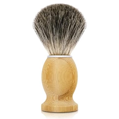 KIKC Hand Crafted Pure Badger Shaving Brush for Wet Shave, Comfortable Bamboo Handle, Soft Bristle, Best Gift for Bearded Man