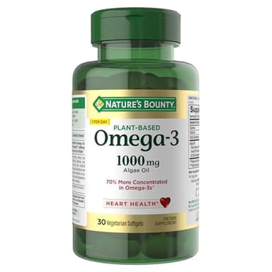 Nature's Bounty Omega 3, Plant-Based Omega 3 Fatty Acid Supplement, 520mg, Supports Whole Body Health Including Heart, Skin, Joint, 30 Vegetarian Softgels, Fish Oil Alternative