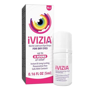 iVIZIA Sterile Lubricant Eye Drops for Dry Eyes, Preservative-Free, Moisturizing, Dry Eye Relief, Contact Lens Friendly, 0.16 fl oz Bottle Packaging May Vary