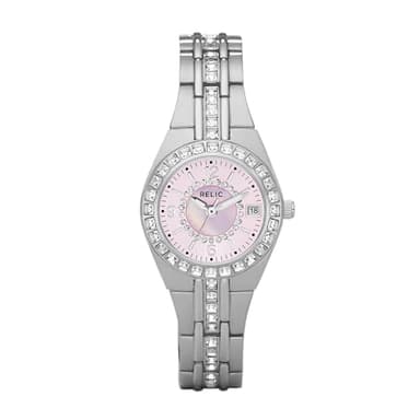 RELIC by Fossil Women's Queen's Court Three-Hand Date Silver Stainless Steel Bracelet Dress Watch (Model: ZR11787)