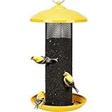 Kingsyard Metal Mesh Tube Bird Feeders for Outdoor Hanging, Finch Bird Feeder for Nyjer/Thistle Seed, 2.5 lbs Large Capacity (Yellow)