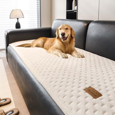 PJLZJFBY Couch Covers for Dogs Washable, Velvet Dog Couch Cover Protector, Fuzzy Plush Pet Sofa Cover for 2-3 Cushion Couch, Sofa Covers for Pets(1PC,Beige White,27.6"x70.9",2-3 Seater Sofa Pad Cover)