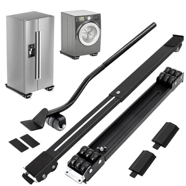 Appliance Rollers with Upgraded Furniture Lifter Tools, Extendable Appliance Heavy Duty Furniture Mover with Wheels Stand Sliders Washers Dryers Moving Base Kitchen Refrigerators Sofa Countertop Black