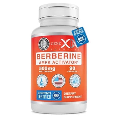 Genex Formulas Berberine HCl 500mg (90 Capsules) - NSF Certified for Safety, Quality & Label Accuracy - Supports Immune Health - Non-GMO, Gluten Free, Vegetarian