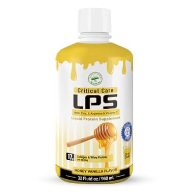 Nutritional Designs LPS Liquid Collagen & Whey Protein Supplement, Sugar-Free, Non-GMO Drink, Promotes Healthy Skin & Hair for Men & Women. (Critical Care) Honey Vanilla