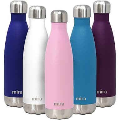 MIRA 17 oz Insulated Water Bottle - Stainless Steel Cola Shape Thermo - Double Wall Hot & Cold Flask (24Hr Cold/12Hr Hot) - Rose Pink