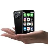 soyes Mini Phone World's Smallest 3.0" HD Touch Screen Mini Smartphone Unlocked Android Compact Mobile Phone for Kids & Students Cell Phone wih Quad-Core Dual SIM Face ID 2GB+16GB Black