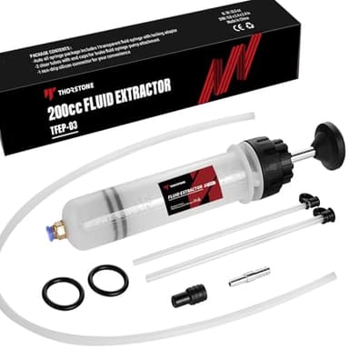 Thorstone 200cc Automotive Fluid Extractor Pump, Manual Oil Change Syringe with 50cm Rubber Hose & 2pcs 22cm PVC Suction Tubes