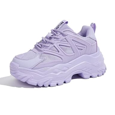 Niluber Chunky Sneakers for Women Platform Sneakers for Women Comfortable Casual Tennis Shoes Lace Up Fashion Walking Shoes(Purple,9)